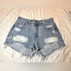 LEVIS 501s Distressed Denim Shorts